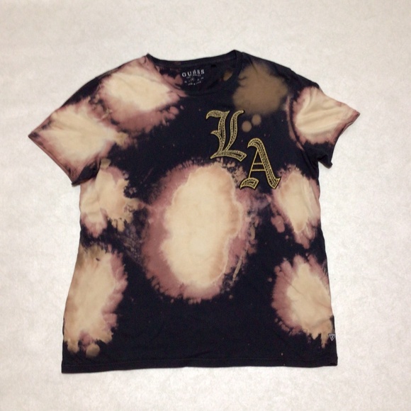 Guess Jeans LA Embroidered Brown Tie Dye T-Shirt, Size Medium - Picture 1 of 5